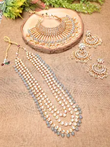 Swarajshop Women Gold-Plated Grey necklace jewellery set