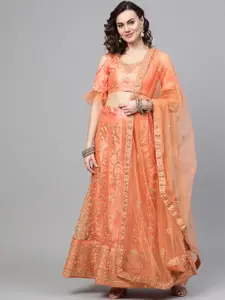 Chhabra 555 Women Peach Lehenga Choli