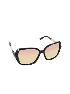 Aeropostale Women Gold Lens & Black Oversized Sunglasses with Polarised Lens