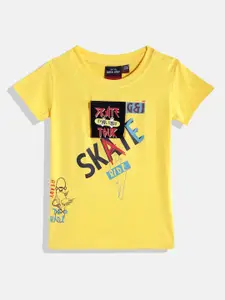 Gini and Jony Boys Typography Printed Applique Detail T-shirt