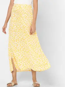 Vero Moda Women Yellow Printed Maxi Skirt