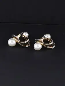 Silver Shine Gold-Toned Contemporary Studs Earrings