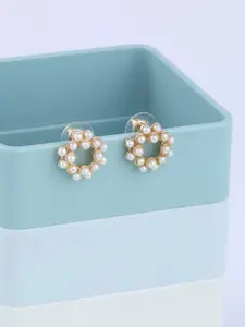 Silver Shine Gold-Toned Contemporary Studs Earrings