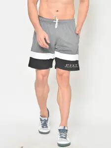 PERFKT-U Men Grey Melange Striped Training or Gym Sports Shorts with Antimicrobial Technology