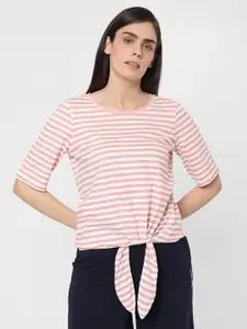 Vero Moda Women Pink Striped T-shirt