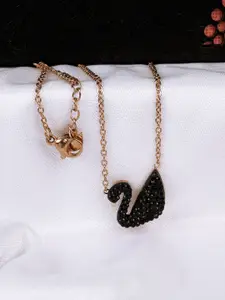 Fashion Frill Gold-Toned & Black Gold-Plated Necklace