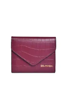 Belwaba Women Burgundy Textured PU Three Fold Wallet