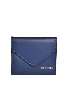 Belwaba Women Navy Blue Textured PU Three Fold Wallet