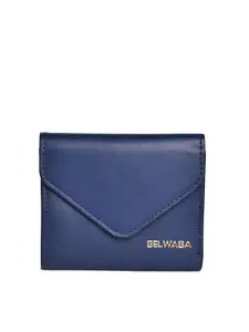 Belwaba Women Navy Blue Textured PU Three Fold Wallet