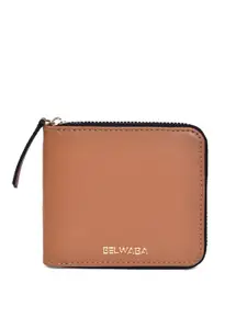 Belwaba Women Tan PU Zip Around Wallet