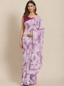 Saree mall White & Lavender Tie and Dye Sarees