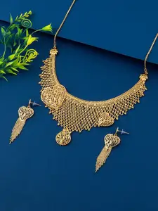 Silver Shine Women Gold-Plated Necklace Jewellery Set