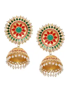 PANASH Women Gold-Toned Dome Shaped Jhumkas Earrings