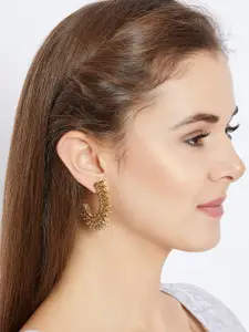 PANASH Gold-Toned Crescent Shaped Drop Earrings