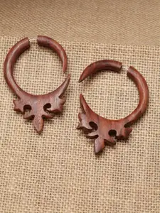 PANASH Brown Circular Hoop Earrings