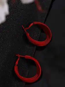 YouBella Red Circular Hoop Earrings