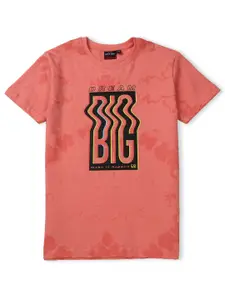 Gini and Jony Boys Peach-Coloured Printed Cotton T-shirt