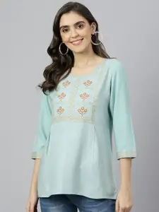 KALINI Women Green Embroidered Top