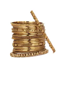 Efulgenz Set Of 20 Gold-Plated Gold Designer Bangles