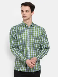 V-Mart Men Green Tartan Checks Checked Cotton Casual Shirt