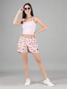 wHAT'S DOwn Women Beige Printed Lounge Shorts