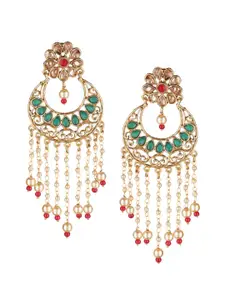 Efulgenz Gold-Toned Contemporary Chandbali Earrings
