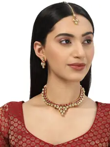 Voylla Kundan Gold plated & White Brass Necklace set