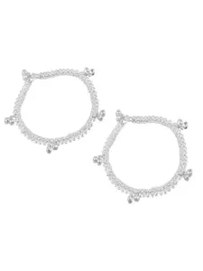 Efulgenz Women Silver Plated Oxidised Bell Charms Wedding Bridal Anklet