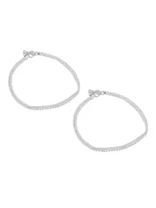 Efulgenz Women Pair of 2 Silver-Plated Wedding Traditional Bridal Anklets