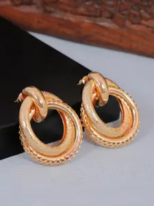 Crunchy Fashion Gold-Toned Contemporary Studs Earrings