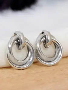 Crunchy Fashion Silver-Toned Contemporary Hoop Earrings
