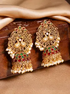 Rubans Gold-Plated Dome Shaped Jhumkas Earrings