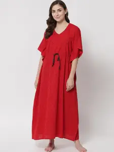 Klamotten Red Printed Maxi Nightdress