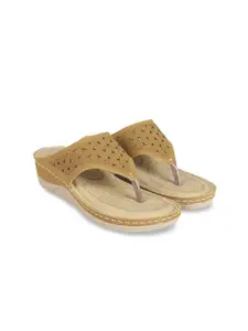 XE Looks Women Beige Laser Cuts Flats