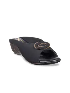 XE Looks Women Black Open Toe Flats