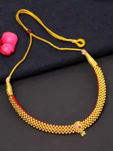 PANASH Gold-Toned & Red Copper Gold-Plated Choker Necklace