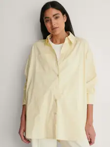 NA-KD Women Yellow Solid Pure Cotton Casual Shirt