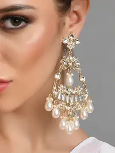 Fida Gold-Toned Crescent Shaped Drop Earrings