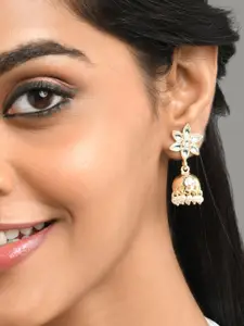 Fida Women Gold-Toned Contemporary Jhumkas Earrings