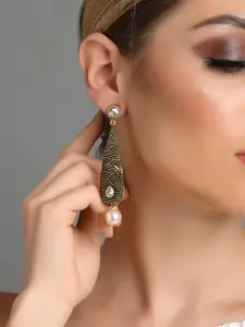 Fida Gold-Toned Contemporary Drop Earrings