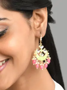 Fida Pink Gold-Plated Crescent Shaped Chandbalis Earrings