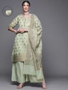 Chhabra 555 Women Olive Dress Material