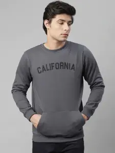 Rigo Men Charcoal California Typography Printed Sweatshirt