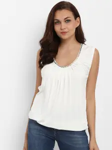Athah Women White Solid Sequined Top