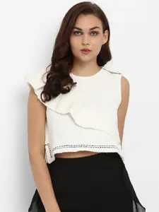 Athah Women Off White Crop Top
