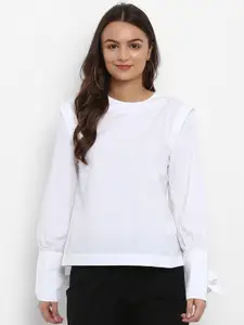 Athah Women White Solid Pure Cotton Top