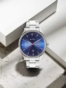 Titan Men Patterned Dial & Bracelet Style Straps Analogue Watch NP1834SM02