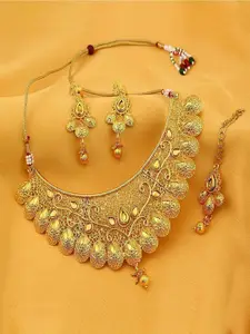 Efulgenz Gold-Plated Crystal Studded Necklace Jewellery Set