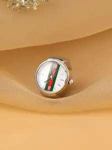 Yellow Chimes Women White Analog Stretchable & Adjustable Watch Ring