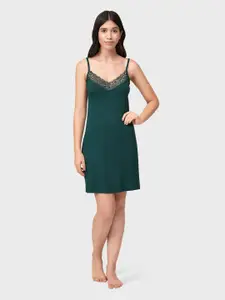 Amante Green Nylon Shoulder Strap Nightdress